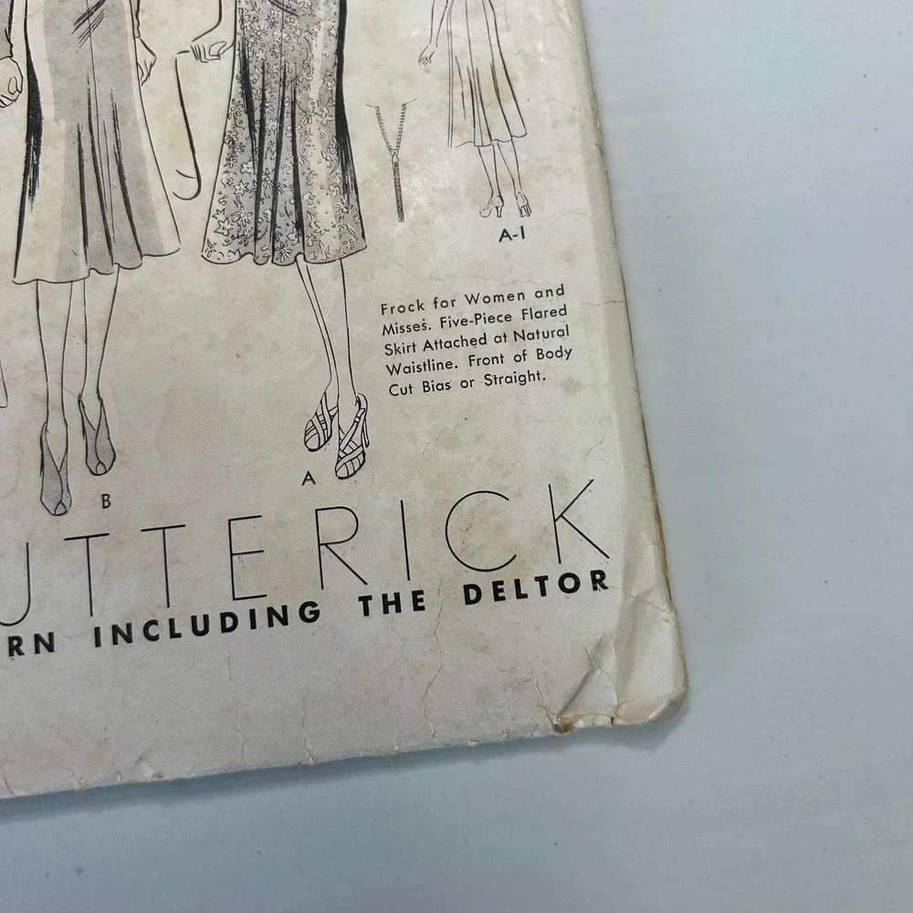 Butterick Vintage 1940's Pattern #7847 Misses Flare Skirt Frock Size 16 HTF RARE